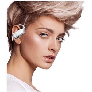 New White wireless earbuds with charging case